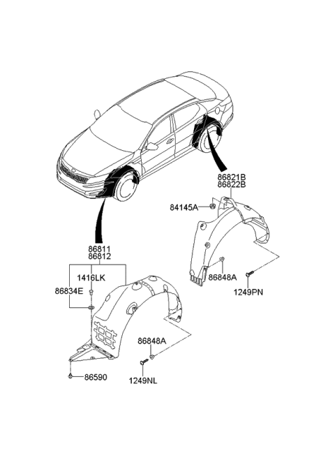 2012 Kia Optima Guard Assembly-Front Wheel Diagram for 868112T000