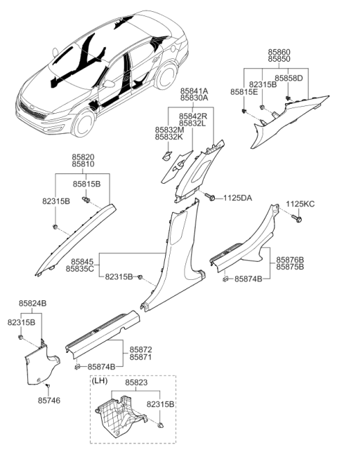 2013 Kia Optima Trim Assembly-Front Door SCUF Diagram for 858712T000VA