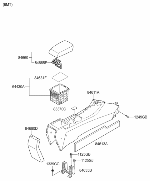 2013 Kia Optima Cover-Parking Brake Diagram for 846152T000VA