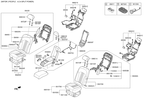 2019 Kia K900 Rear Seat Armrest Assembly Diagram for 89905J6CE0RCZ