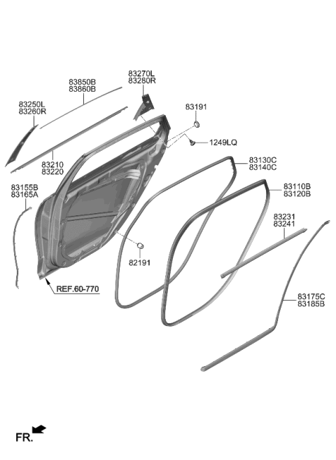 2019 Kia K900 MOULDING Assembly-Rr Dr Diagram for 83860J6000