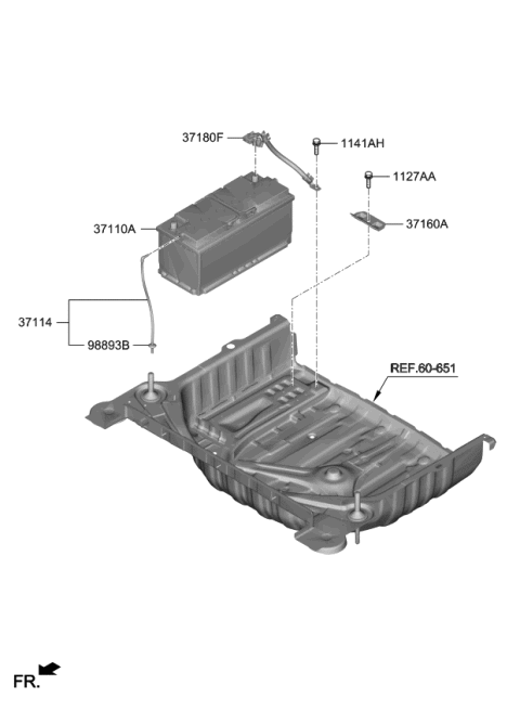 2019 Kia K900 Battery Sensor Assembly Diagram for 37180J6100