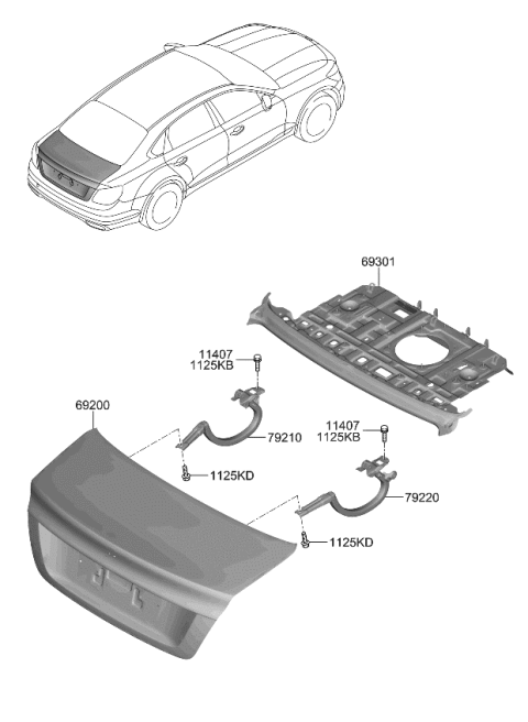 2019 Kia K900 Back Panel & Trunk Lid Diagram