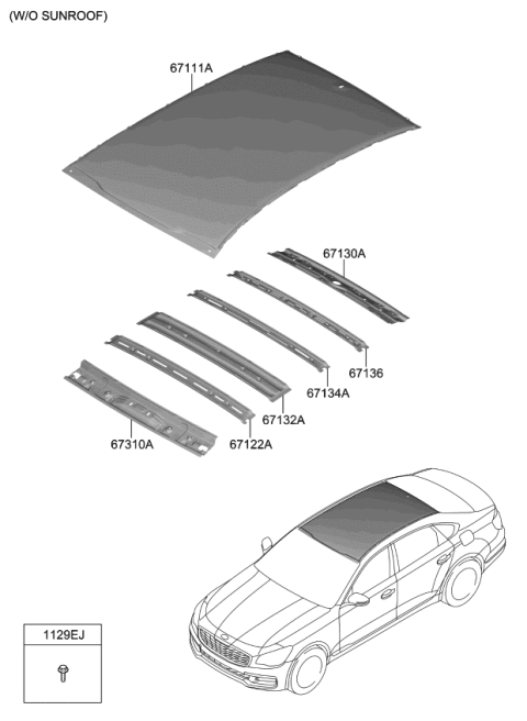 2020 Kia K900 Rail-Roof Ctr NO4 Diagram for 67172J6000