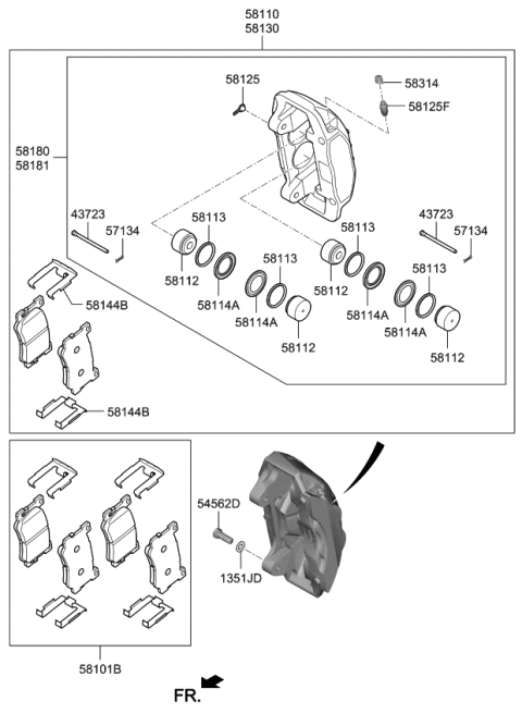 2020 Kia K900 Brake-Front Wheel Diagram