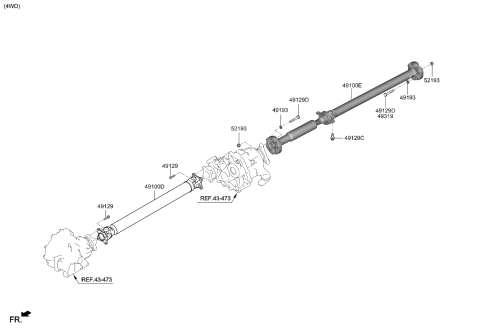 2020 Kia K900 Shaft Assembly-Front Pro Diagram for 49100B1500