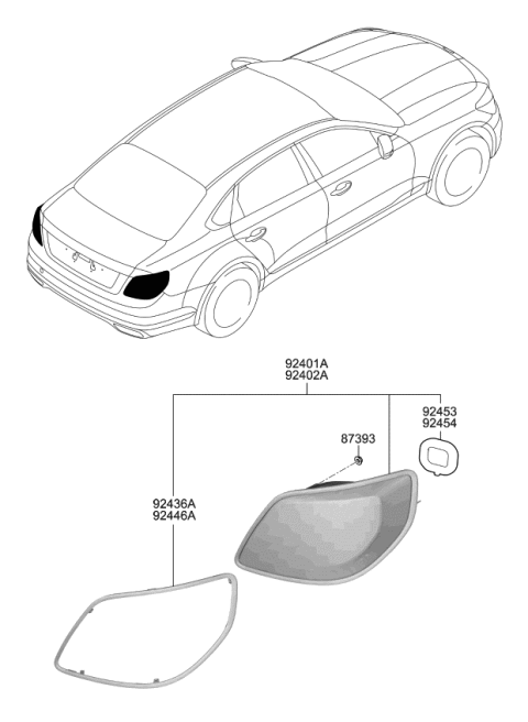 2019 Kia K900 Pad-Rear Combination Diagram for 92454J6000