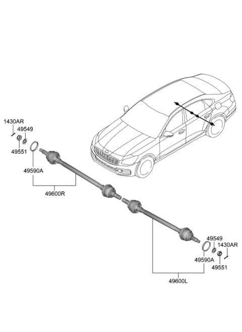 2020 Kia K900 Shaft Assembly-Drive Rr Diagram for 49600J6200