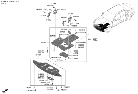 2019 Kia K900 Panel Assembly-Under COV Diagram for 29110J6100