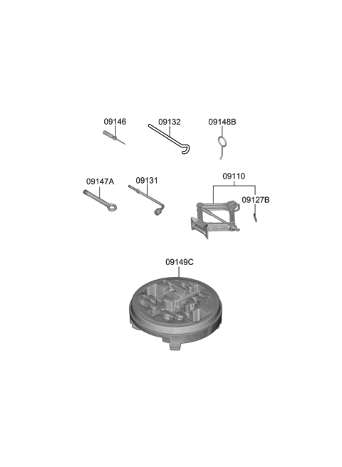 2020 Kia K900 Jack Assembly Diagram for 09110B1100