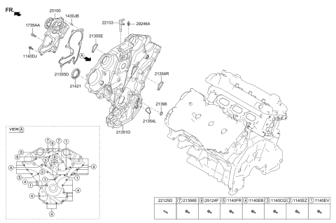 2019 Kia K900 Belt Cover & Oil Pan Diagram 1