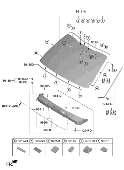 2019 Kia K900 Cover Assy-Cowl Top Diagram for 86150J6000