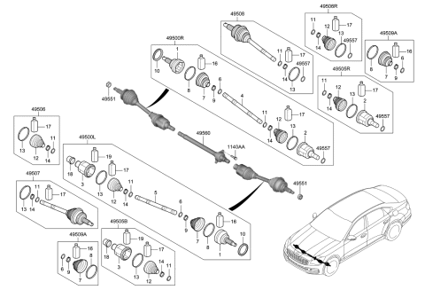 2019 Kia K900 Shaft Assembly-Drive,RH Diagram for 49501D2100