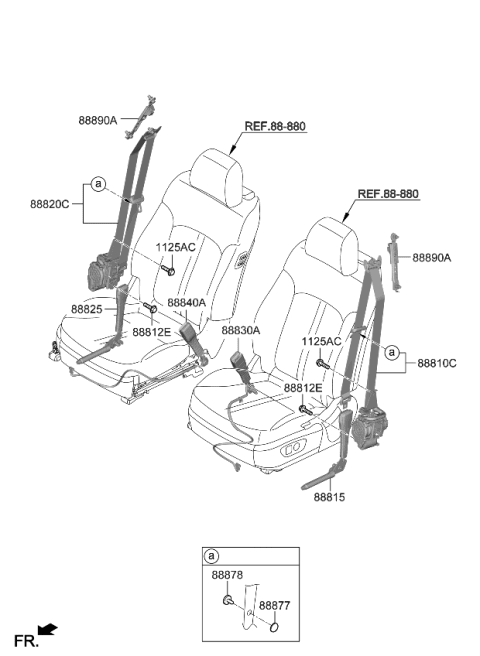 2020 Kia K900 Front Seat Belt Buckle Assembly Diagram for 88840J6300RBQ