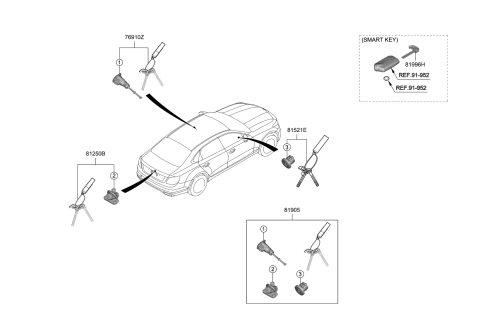 2019 Kia K900 Door Key Sub Set, Left Diagram for 81970J6A00