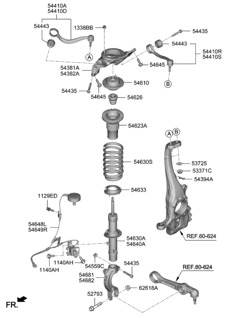 2020 Kia K900 Arm Complete-UPR,LH Diagram for 54400J6000