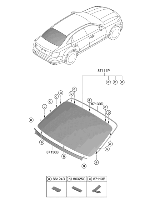 2019 Kia K900 Glass Assembly-Rear Wind Diagram for 87110J6000