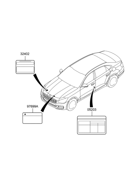 2019 Kia K900 Label Diagram