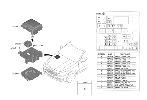 2019 Kia K900 Junction Box Lower Cover Diagram for 91950J6710