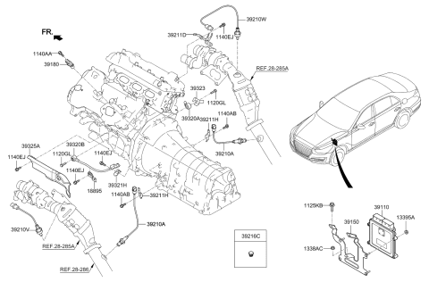 2020 Kia K900 Oxygen Sensor Assembly Diagram for 392103L500