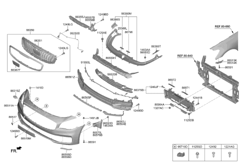 2019 Kia K900 Tapping Screw-Bumper Mounting Diagram for 865793N000