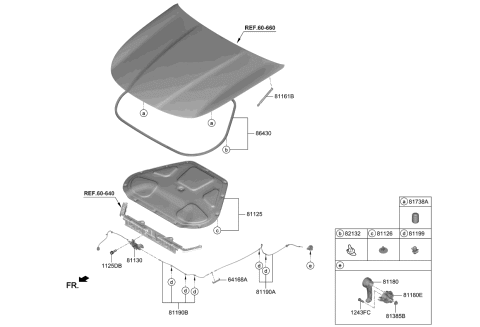 2019 Kia K900 Hood Trim Diagram