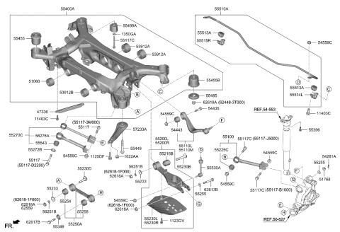 2019 Kia K900 Bar Assembly-Rr STABILIZ Diagram for 55510D2571