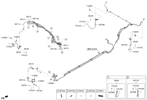 2019 Kia K900 Tube-H/MODULE To Fr Diagram for 58711J6000