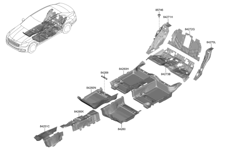 2019 Kia K900 Isolation Pad-Rr FLO Diagram for 84255J6100