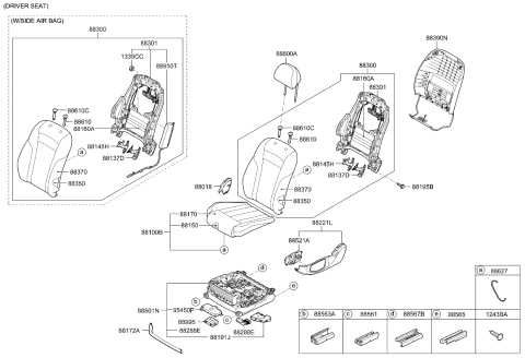 2019 Kia K900 Front Cushion Covering Left Diagram for 88160J6040ECU