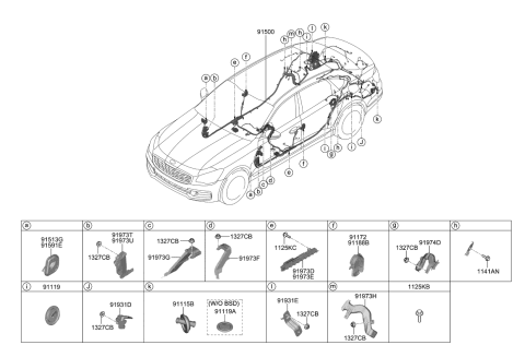 2020 Kia K900 Bracket-Wiring MTG Diagram for 91931J6040