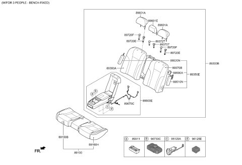 2019 Kia K900 Rear Seat Covering Assembly Diagram for 89160J6020RJ7