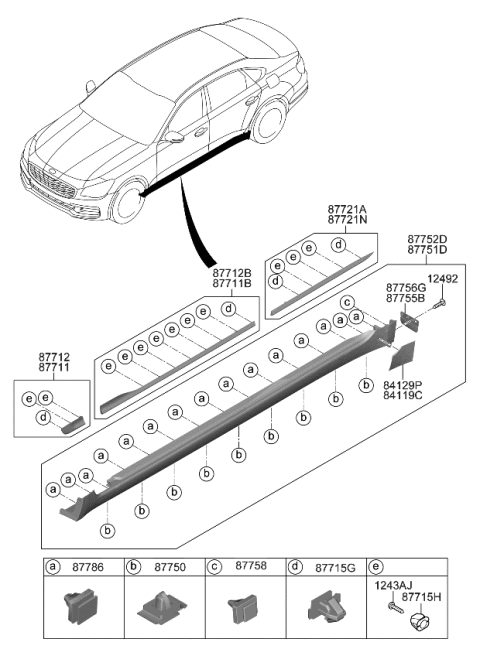 2020 Kia K900 MOULDING Assembly-Side S Diagram for 87752J6000