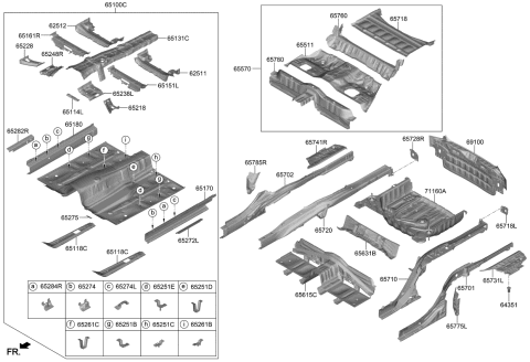 2019 Kia K900 CROSSMEMBER,RH Diagram for 65185D2500