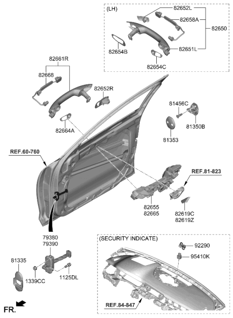2019 Kia K900 Door Outside Handle Assembly Diagram for 826A1J6010