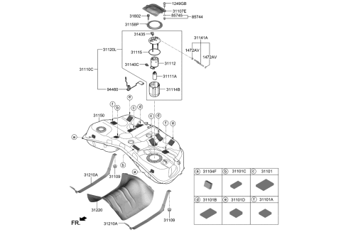 2019 Kia K900 Pad-Fuel Tank Diagram for 31101J6200