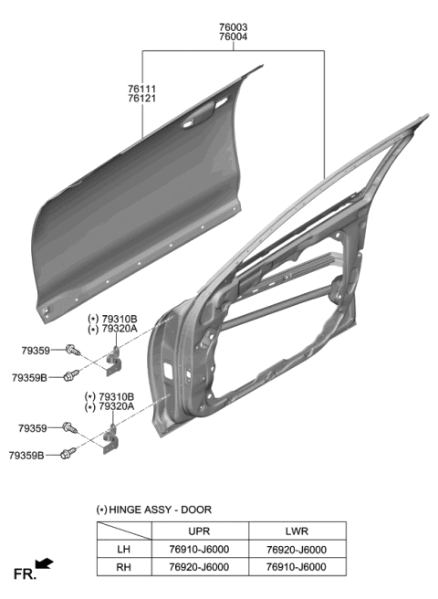 2019 Kia K900 Panel-Front Door Out Diagram for 76121J6000