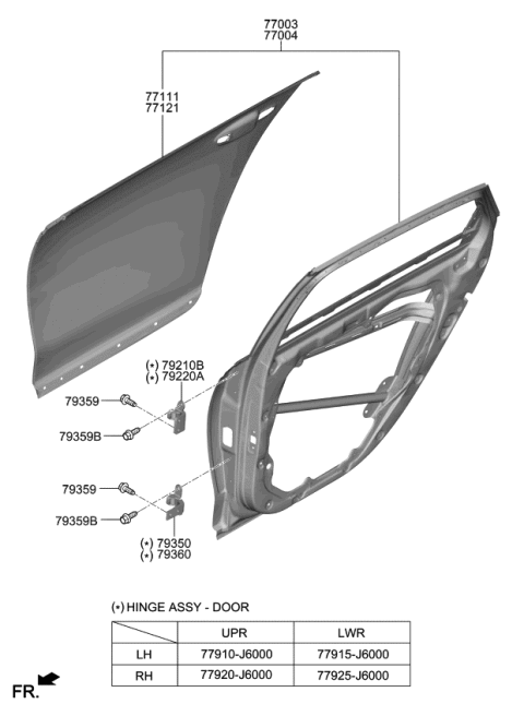 2020 Kia K900 Hinge Assy-Rear Door Diagram for 77920J6000