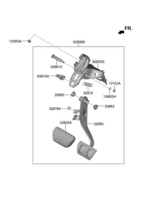 2019 Kia K900 Spring-Brake Pedal R Diagram for 32815D2100