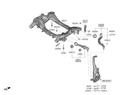 2020 Kia K900 Lateral Arm Assembly-FRO Diagram for 54500J6000