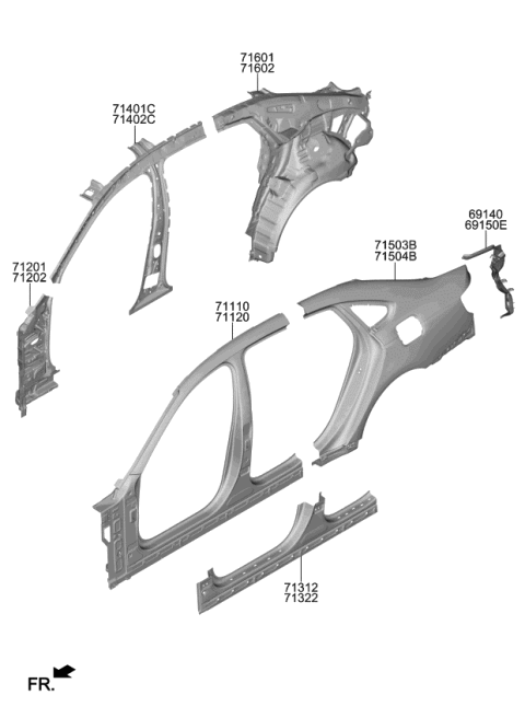 2019 Kia K900 Side Body Panel Diagram