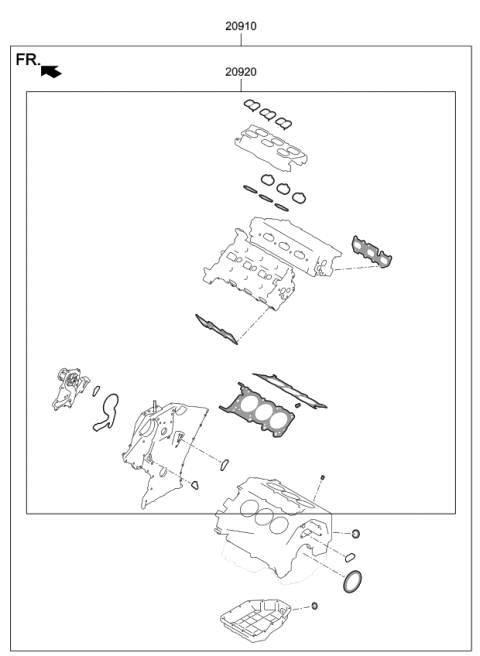 2020 Kia K900 Engine Gasket Kit Diagram