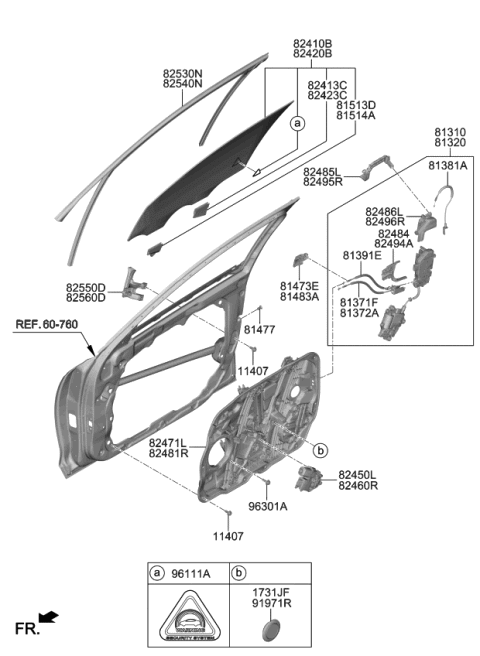 2020 Kia K900 Front Door Latch Assembly, Left Diagram for 81310J6000