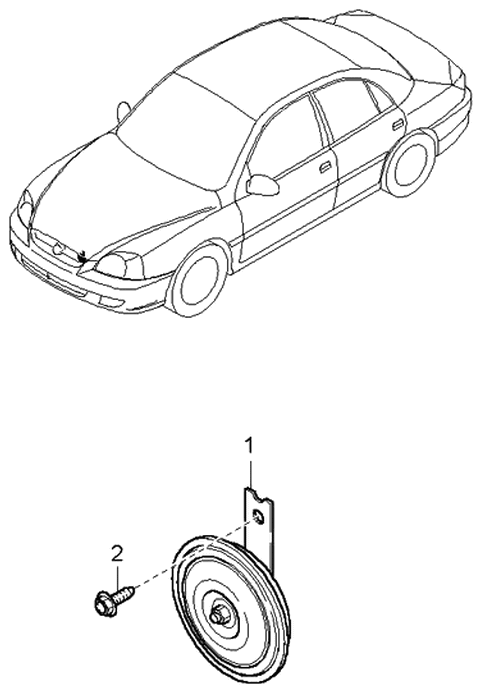 2004 Kia Rio Horn Assembly-Low Pitch Diagram for 96610FD000