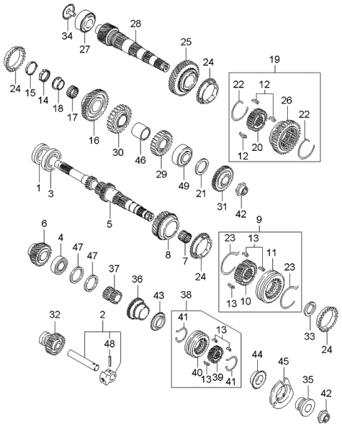 2005 Kia Rio Hub-Clutch,5 Diagram for 0K21117621B