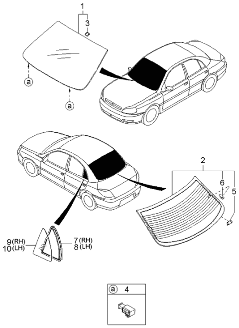 2003 Kia Rio Glass-Back Window Diagram for 0K30G63930A