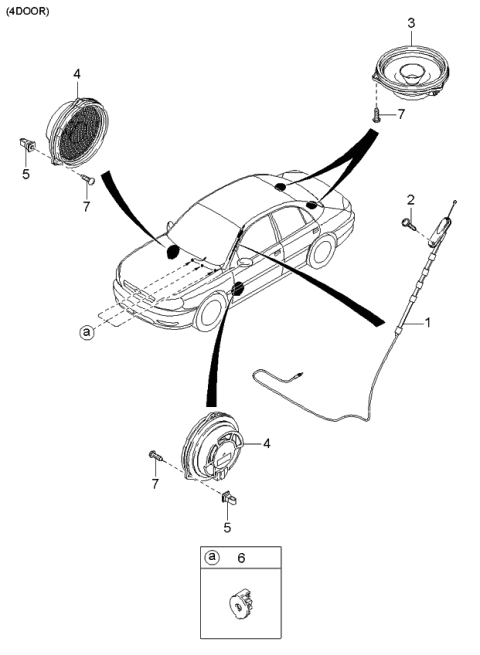2000 Kia Rio Speaker Assembly Package Diagram for 0K30A66960