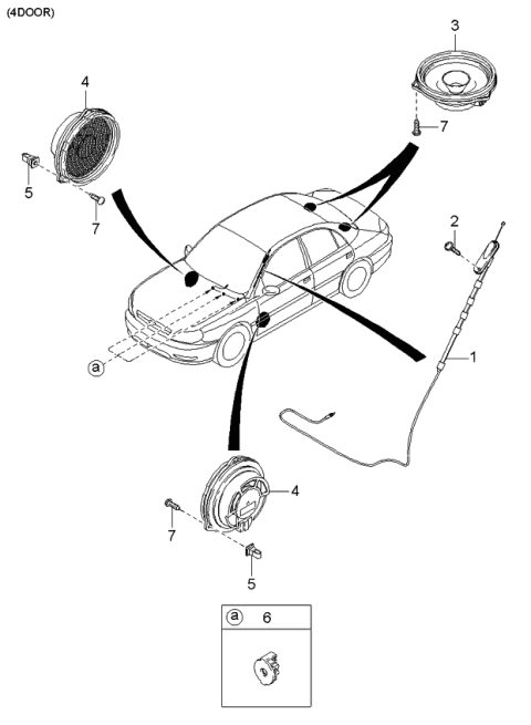 2000 Kia Rio Front Door Speaker Assembly Diagram for 0K30B66960