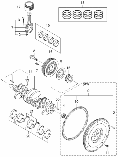 2002 Kia Rio Ring Set-Piston Standard Diagram for 0K3Y211SD0