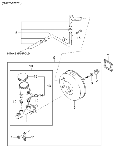 2002 Kia Rio Brake Master Cylinder & Power Brake Diagram 3